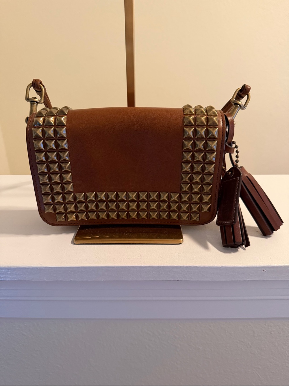 Coach limited edition archival Studded Brown Leather Crossbody - Picture 4 of 6